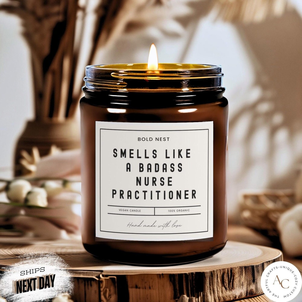 Badass Nurse Practitioner Candle Funny Nurse Practitioner Gift NP Graduation Appreciation Soy Can 0