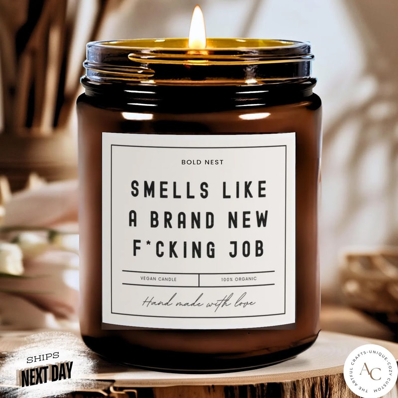 Funny New Job Candle Personalized Congratulations Gift For New Hire Coworker Employee Celebration 0
