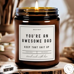 fathers day candle funny dad gag gift – coconut apricot wax custom gift for dad