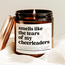 smells like the tears of my cheerleaders funny sports candle coach gift athlete soy candle team spirit decor