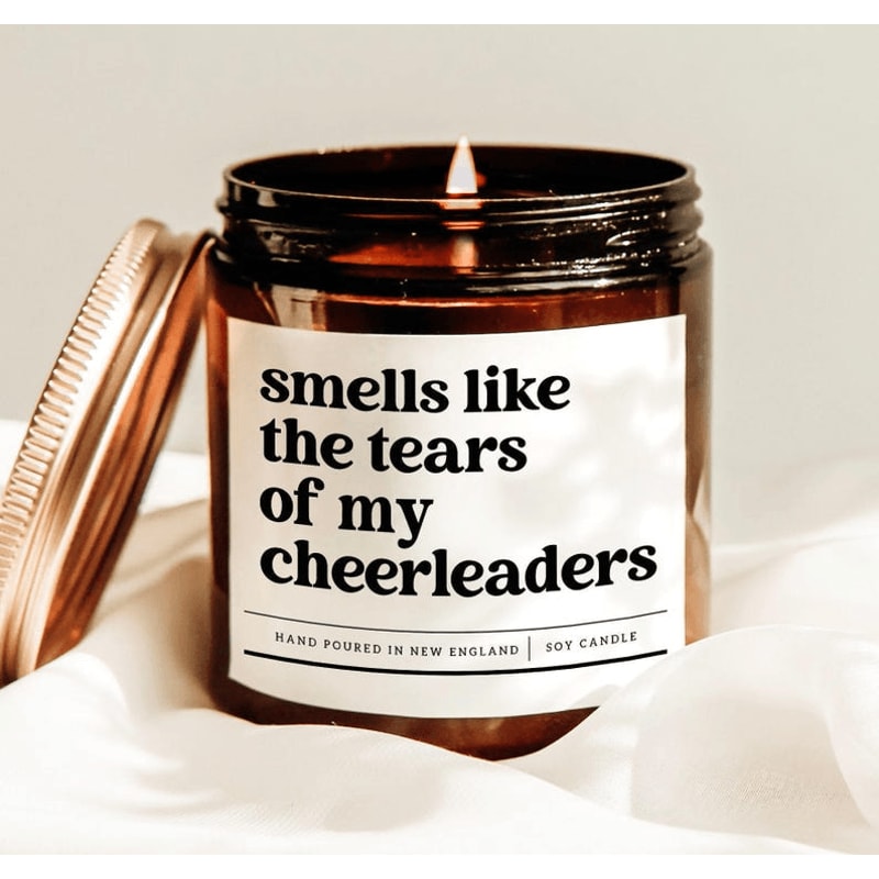 Smells Like The Tears Of My Cheerleaders Funny Sports Candle Coach Gift Athlete Soy Candle Team Spi 0