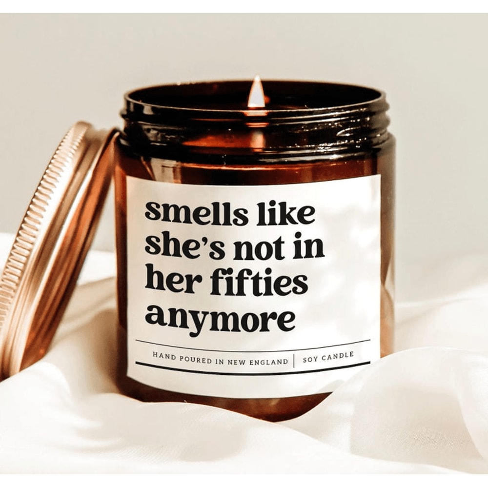 Smells Like Shes Not In Her Fifties Anymore Funny 60th Birthday Candle 0