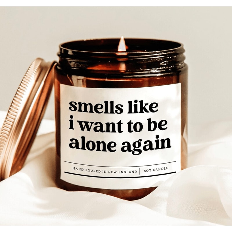 Smells Like I Want To Be Alone Again Funny Introvert Candle Gift 0