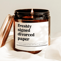 freshly signed divorced paper funny divorce party candle gift