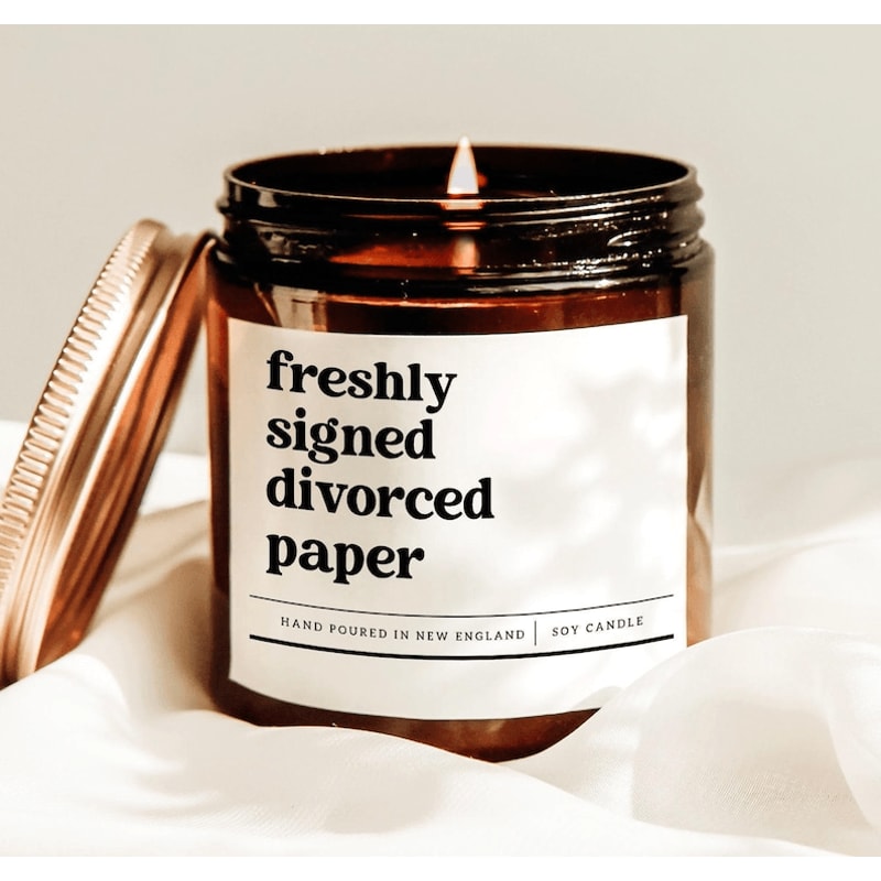 Freshly Signed Divorced Paper Funny Divorce Party Candle Gift 0