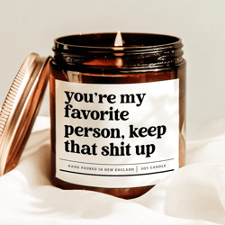 you're my favorite person keep that shit up funny candle gift