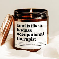 smells like a badass occupational therapist funny ot candle gift