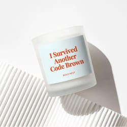 i survived a code brown funny nurse candle | nurses week appreciation & gag gift for healthcare workers