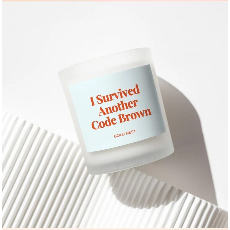 I Survived A Code Brown Funny Nurse Candle Nurses Week Appreciation Gag Gift For Healthcare Worke 0