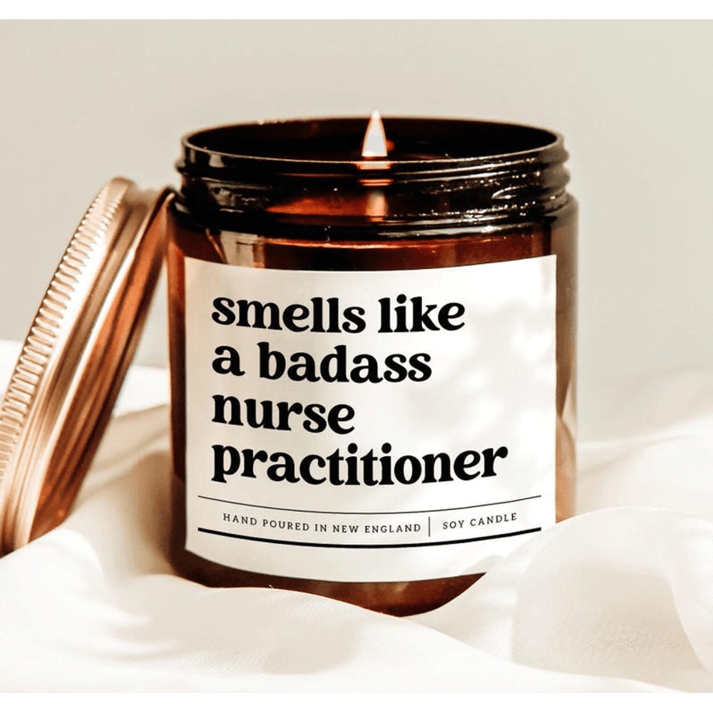 Smells Like A Badass Nurse Practitioner Candle Funny NP Graduation Gift Nurse Soy Candle For Health 0