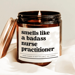 smells like a badass nurse practitioner candle funny np graduation gift nurse soy candle for healthcare