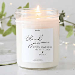 thank you for showering me with love candle baby shower favor personalized soy candle gift for guests