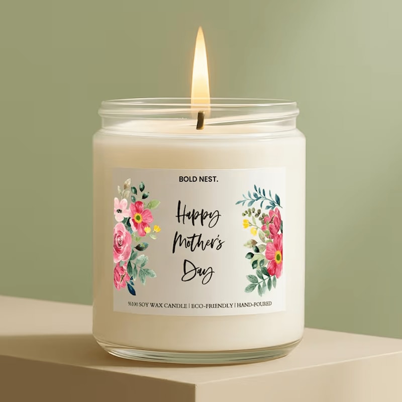 Happy Mothers Day Candle Gift For Mom Floral Soy Candle Mothers Day Gift Personalized Candle From D 0