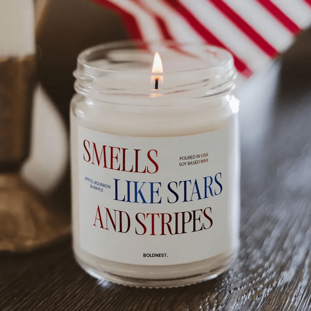 Patriotic Candle Gift Smells Like Stars And Stripes Funny 4th Of July Candle American Flag Soy Cand 0