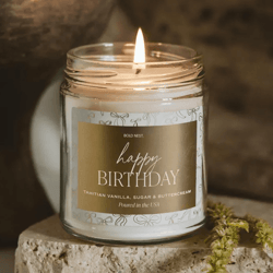 happy birthday soy candle – birthday cake candle gift with sweet vanilla buttercream scent