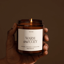warm & cozy soy candle for home – orange cinnamon clove fall scented candle