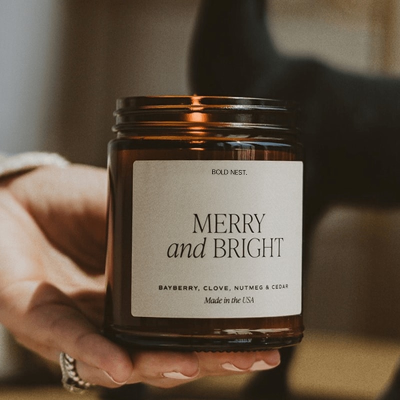 Merry Bright Soy Christmas Candle Bayberry Cedar Holiday Candle For Cozy Winter Nights 0