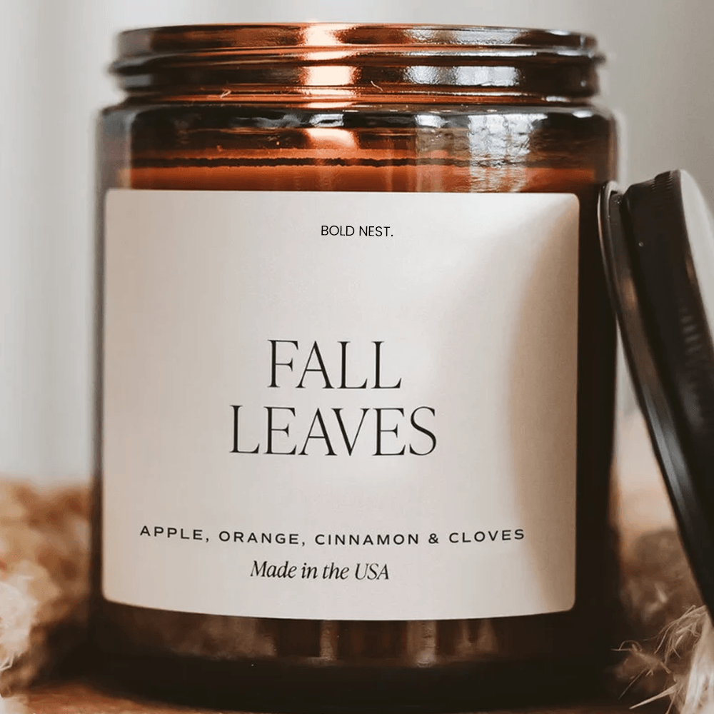 Fall Leaves Soy Candle Apple Cinnamon Autumn Candle For Cozy Fall Home Decor 0