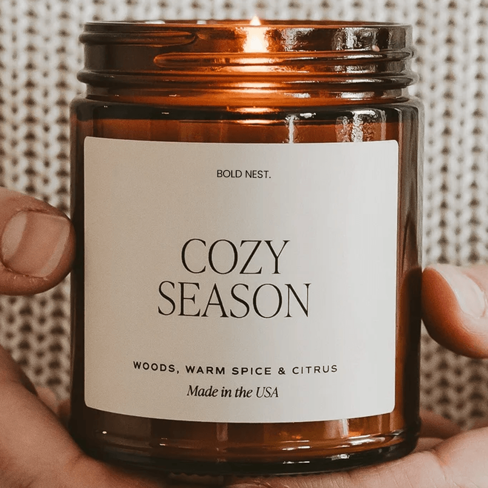 Cozy Season Soy Candle Woods Warm Spice Citrus Fall Scented Autumn Candle 0