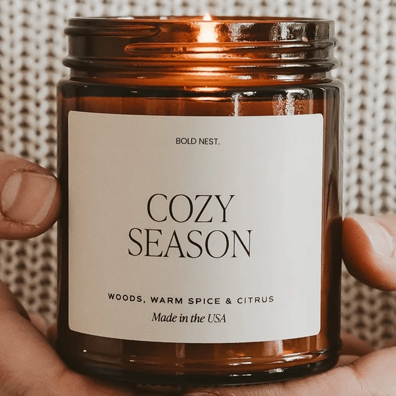 Cozy Season Soy Candle Woods Warm Spice Citrus Fall Scented Autumn Candle 0