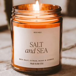 salt and sea soy candle – fresh coastal ocean scented summer candle