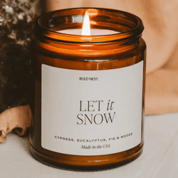 let it snow soy candle – cypress, evergreen & winter spice christmas candle
