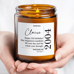 personalized 21st birthday candle gift, custom name candle, happy birthday candle, 9 oz soy candle, birthday gift for he