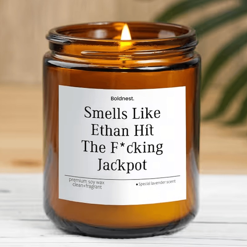 Smells Like He Hit The FUcking Jackpot Candle Funny Boyfriend Gift Husband Gift Anniversary Candle 0