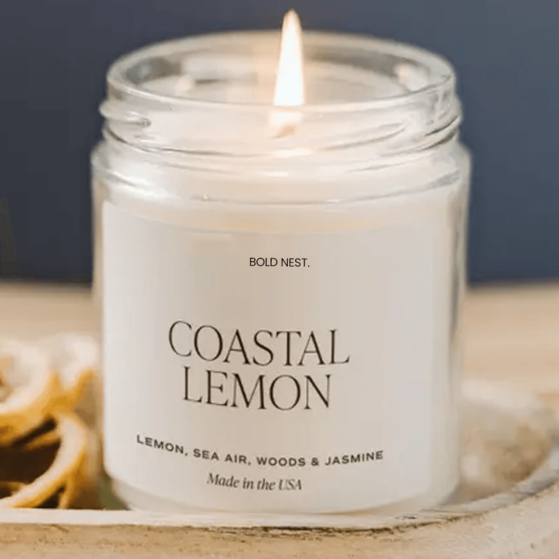 Coastal Lemon Soy Candle For Home Refreshing Citrus Sea Salt Scented Candle 0