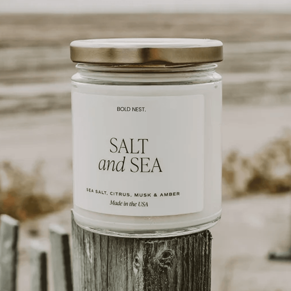 Salt And Sea Soy Candle Coastal Beach Scented Candle For Relaxing Home Fragrance 0