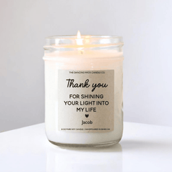 personalized thank you candle gift custom appreciation candle thank you for shining your light into my life