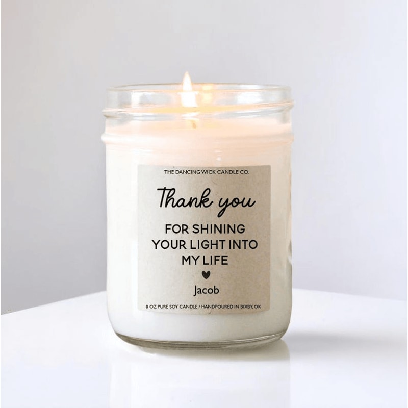 Personalized Thank You Candle Gift Custom Appreciation Candle Thank You For Shining Your Light Into 0