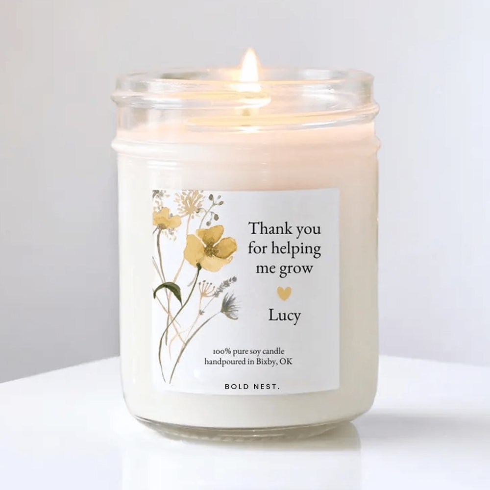 Thank You For Helping Me Grow Candle Personalized Teacher Appreciation Gift Custom Teacher Thank Yo 0