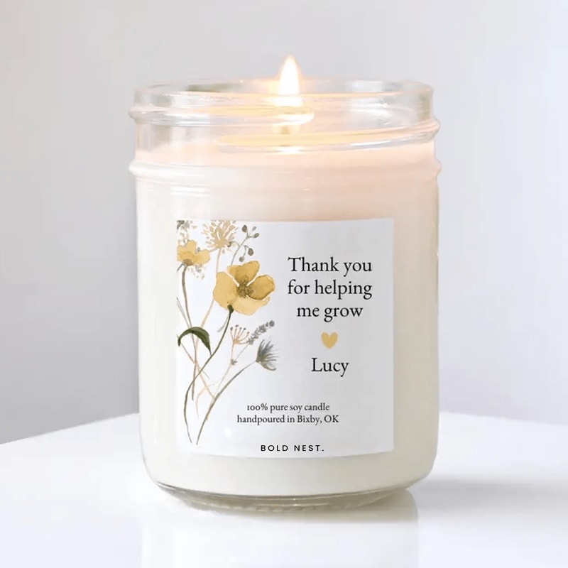 Thank You For Helping Me Grow Candle Personalized Teacher Appreciation Gift Custom Teacher Thank Yo 0