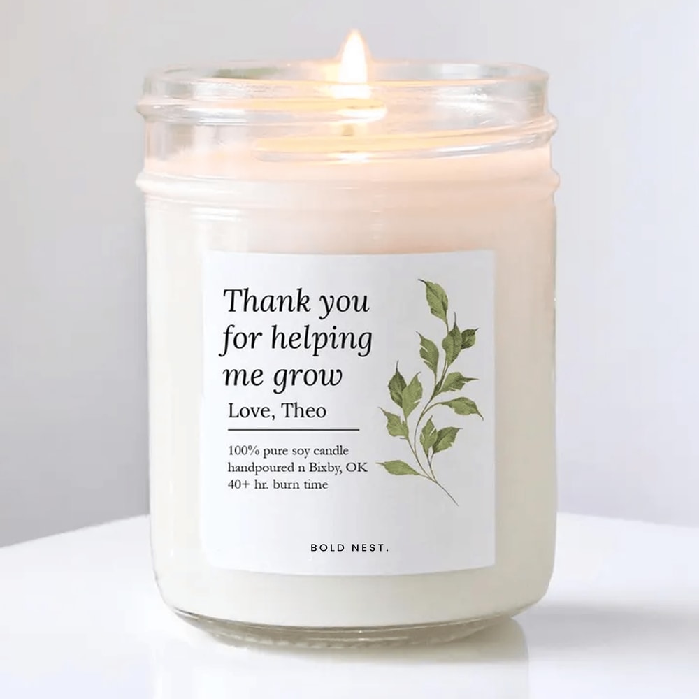 Thank You For Helping Me Grow Candle Personalized Teacher Appreciation Gift End Of Year Teacher Tha 0