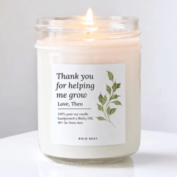 thank you for helping me grow candle personalized teacher appreciation gift end of year teacher thank you