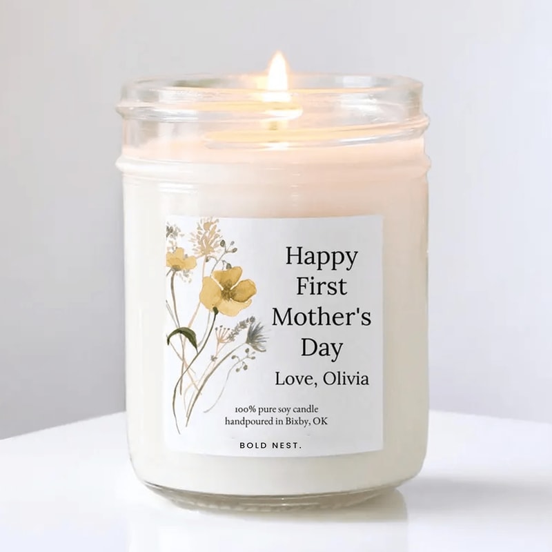 First Mothers Day Candle Personalized New Mom Gift Happy First Mothers Day Gift From Baby To Mom 0