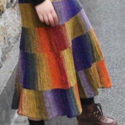 Tiered Wool Skirt Hand Knitted Flared Multicolour Women's Skirt Merino Wool Warm Winter Clothing Christmas Gift for Her