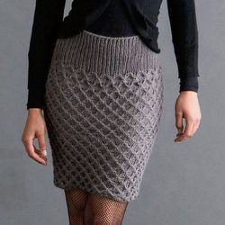 pencil skirt hand knitted classic straight elegant skirt women's handmade warm winter merino wool skirt christmas gift