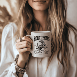 new mom mug, feral moms social club funny coffee cup, expecting mom baby shower gift mug