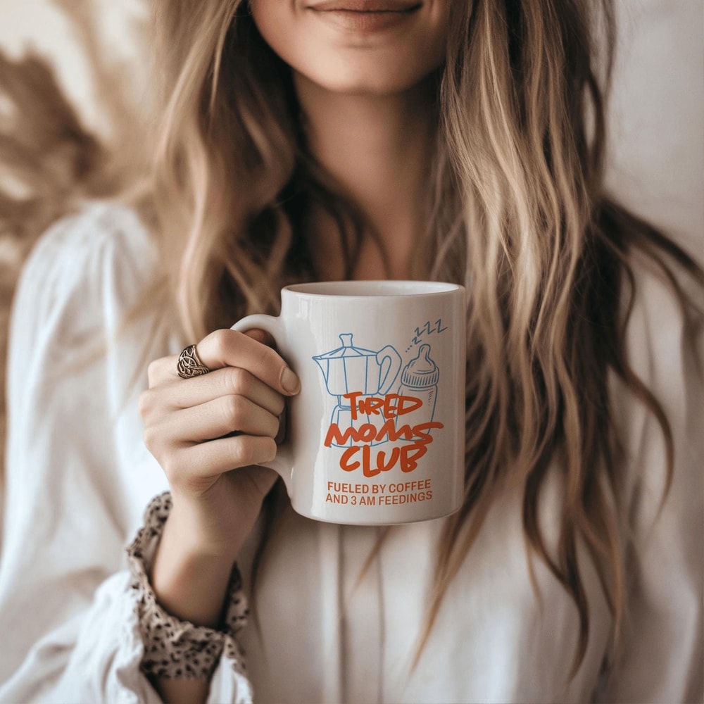 New Mom Mug Tired Moms Club Funny Coffee Cup Expecting Mom Baby Shower New Parent Gift 0