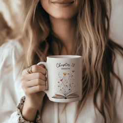 personalized 18th birthday mug, custom name birthday coffee cup, chapter 18 gift for girls & book lovers