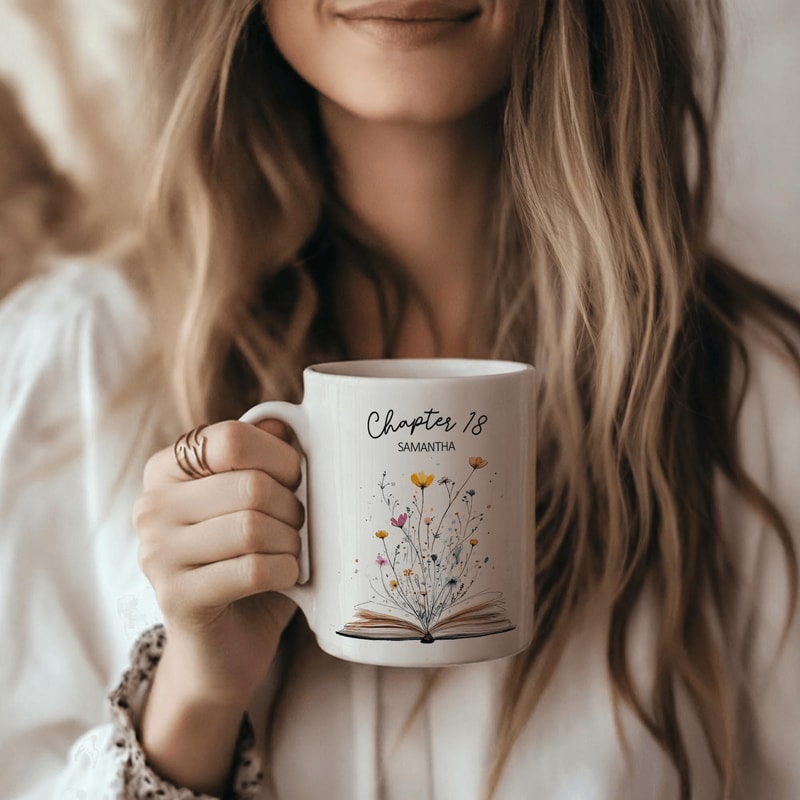 Personalized 18th Birthday Mug Custom Name Birthday Coffee Cup Chapter 18 Gift For Girls Book Love 0