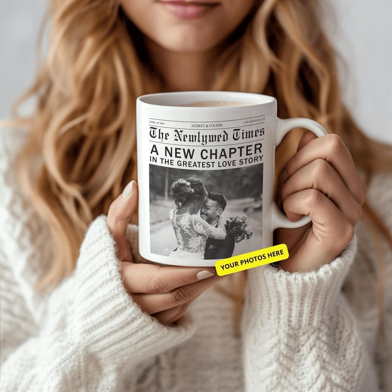 Personalized Newlywed Mug Custom Mr Mrs Wedding Anniversary Coffee Cup Wedding Photo Couple Gift 0