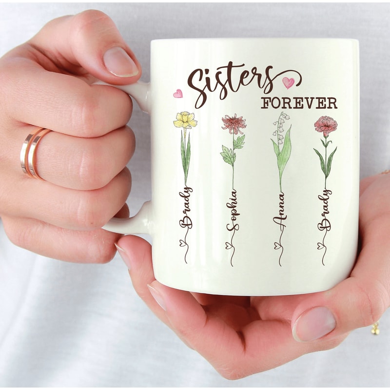 Personalized Sisters Forever Mug Custom Sister Gift Coffee Cup Birthday Christmas Friendship Mug 0