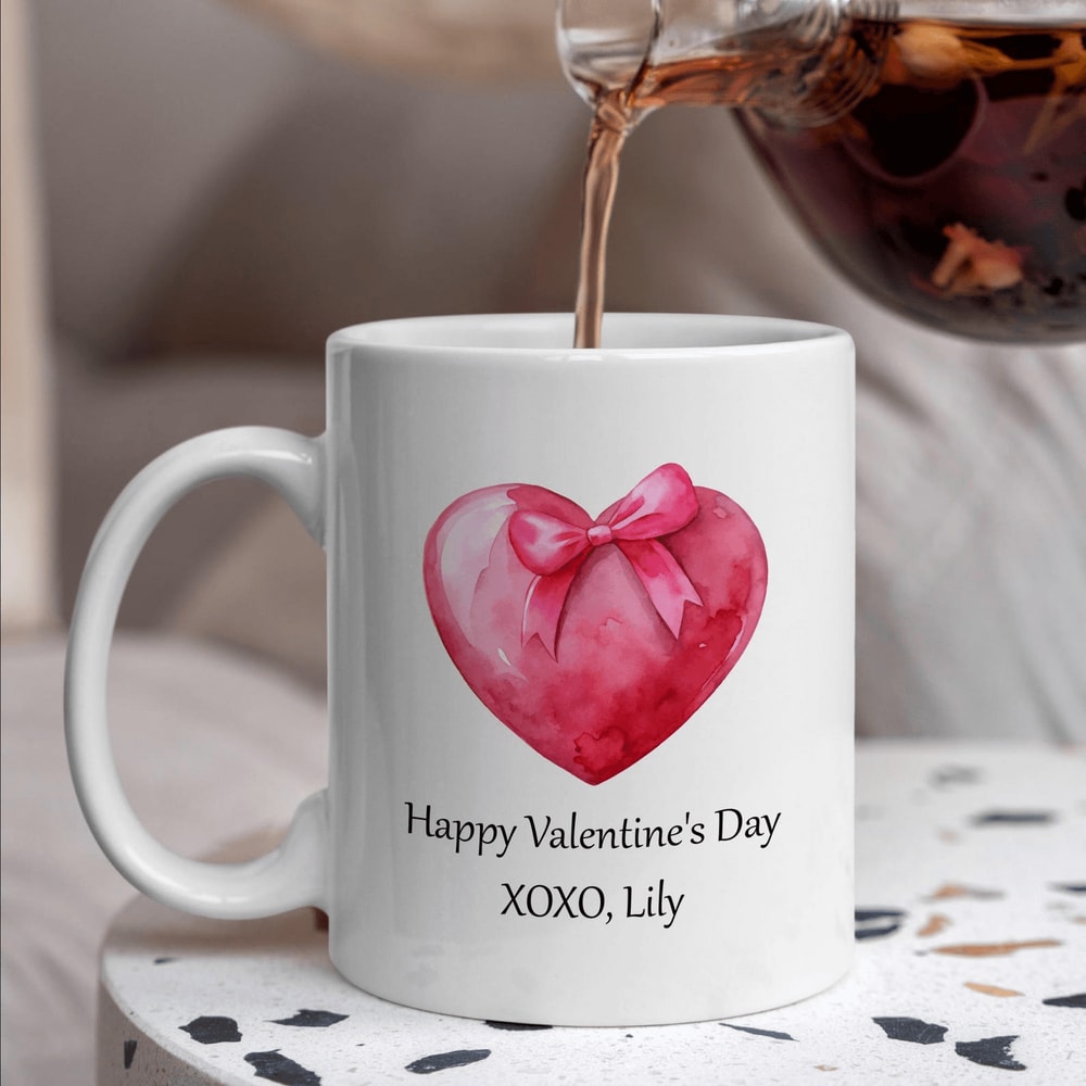 Personalized Valentines Day Mug Custom Name Romantic Coffee Cup Anniversary Love Gift Mug 0