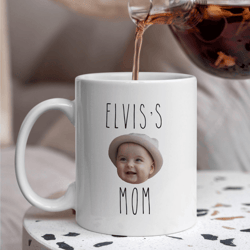 personalized baby photo mug, custom baby picture printed ceramic coffee cup, gift for mom