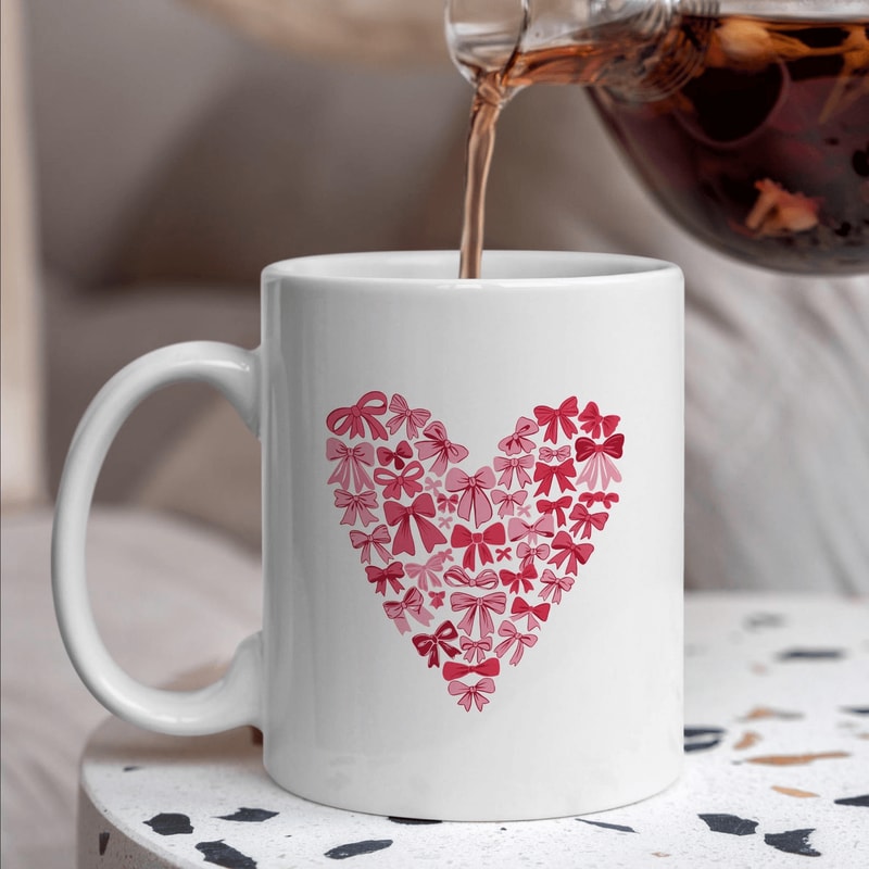 Custom Couple Mug Pink Heart Personalized Name Coffee Cup Romantic Valentine Anniversary Gift Mug 0