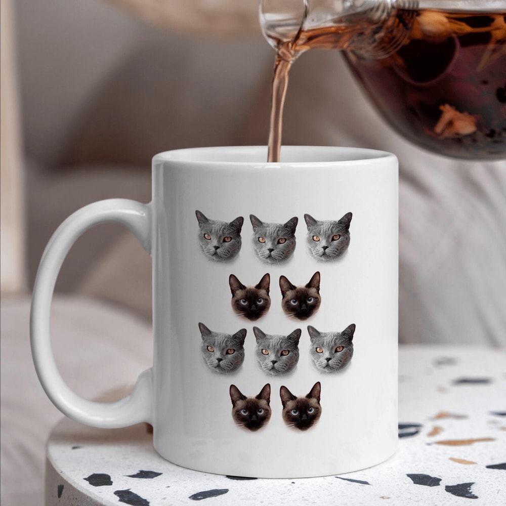 Custom Pet Face Photo Mug All Over Cat Face Personalized Coffee Cup Cute Pet Lover Gift For Cat Mom 0