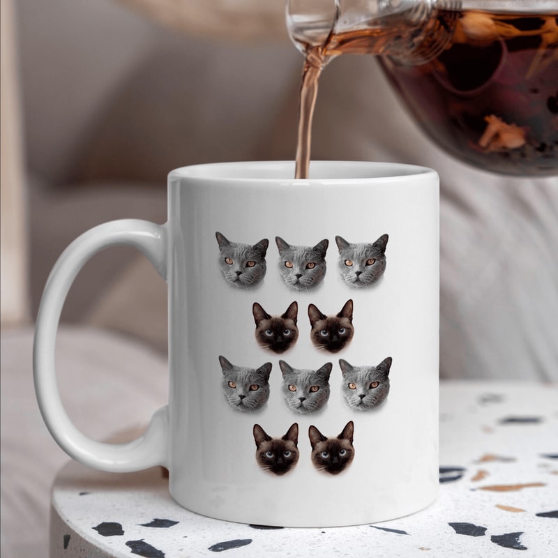 Custom Pet Face Photo Mug All Over Cat Face Personalized Coffee Cup Cute Pet Lover Gift For Cat Mom 0